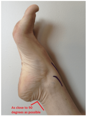 Medial approach: have patient lie supine, and plantar flex the ankle so the angle is close to 90 degrees.